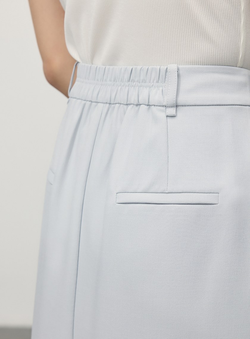 俐落不對稱開衩H型西裝半裙