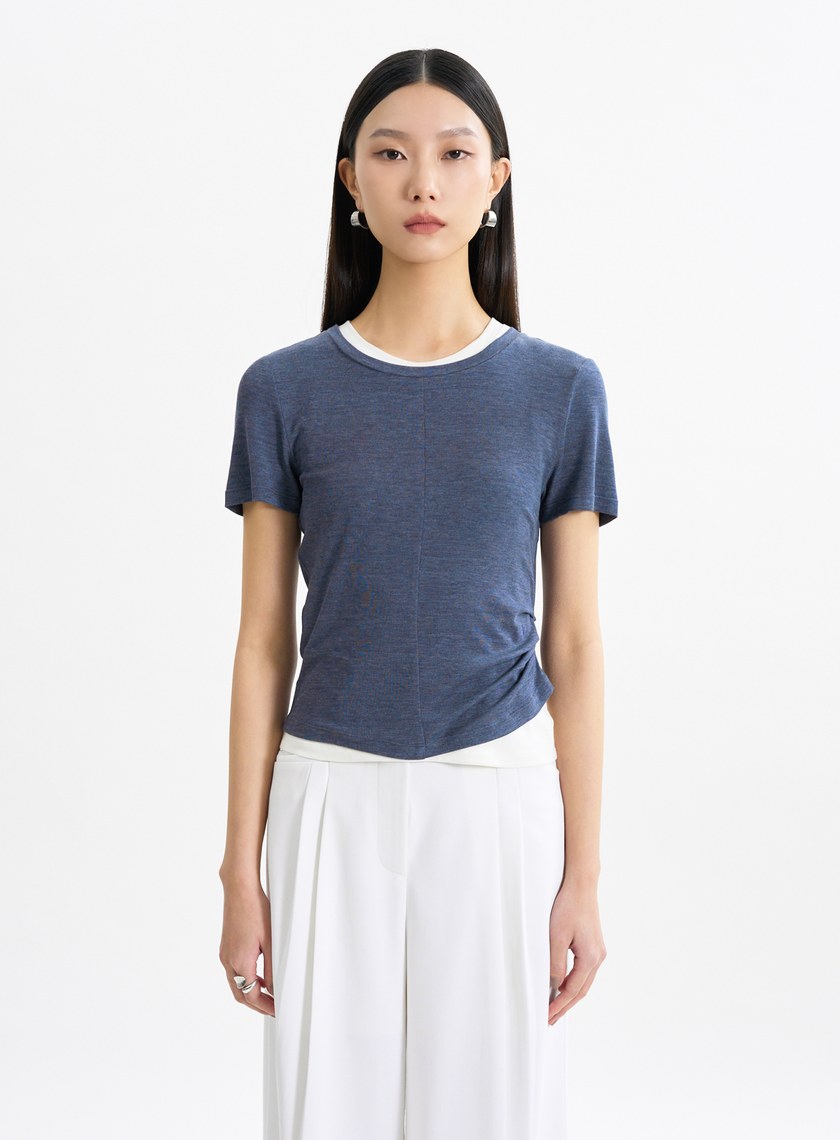 彈力收腰兩件式短袖上衣