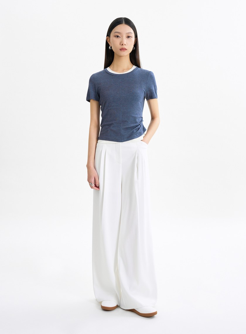 彈力收腰兩件式短袖上衣