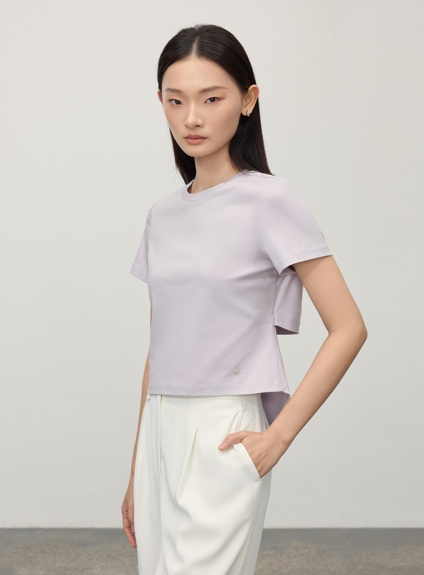 造型感後背系帶式短袖T恤