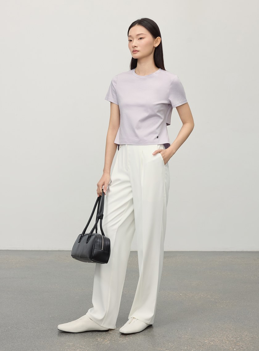 造型感後背系帶式短袖T恤