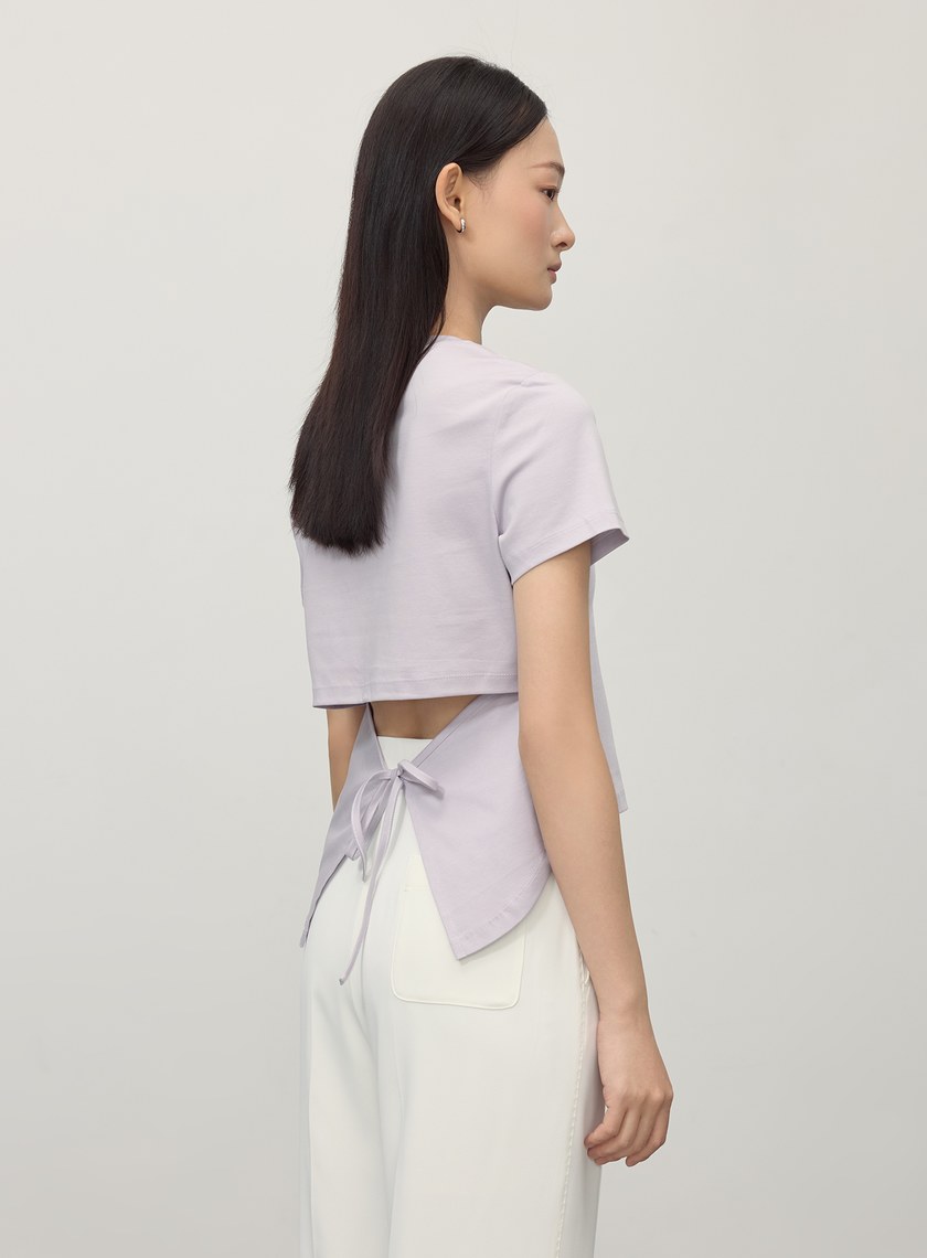 造型感後背系帶式短袖T恤