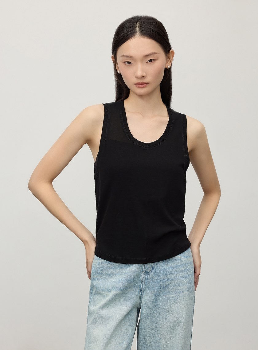 慵懶感微透天絲背心