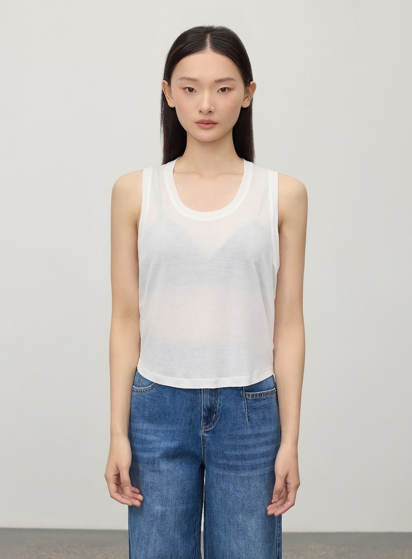 慵懶感微透天絲背心