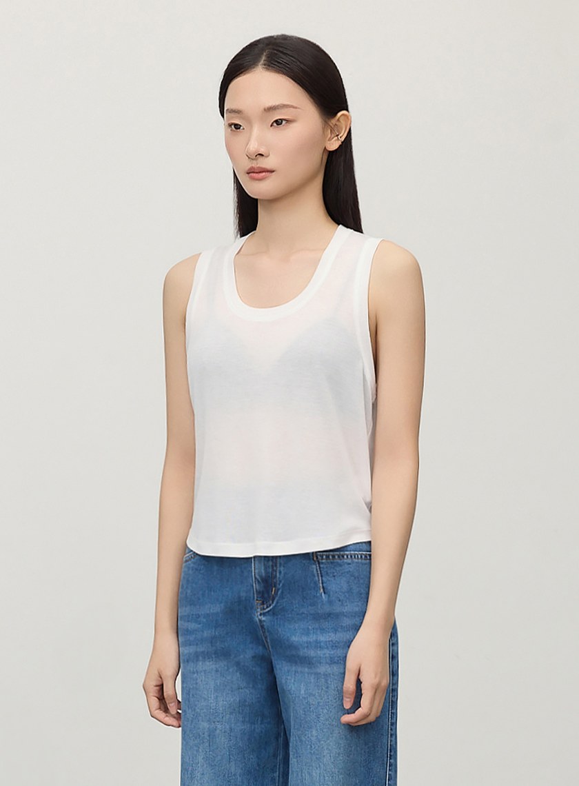 慵懶感微透天絲背心