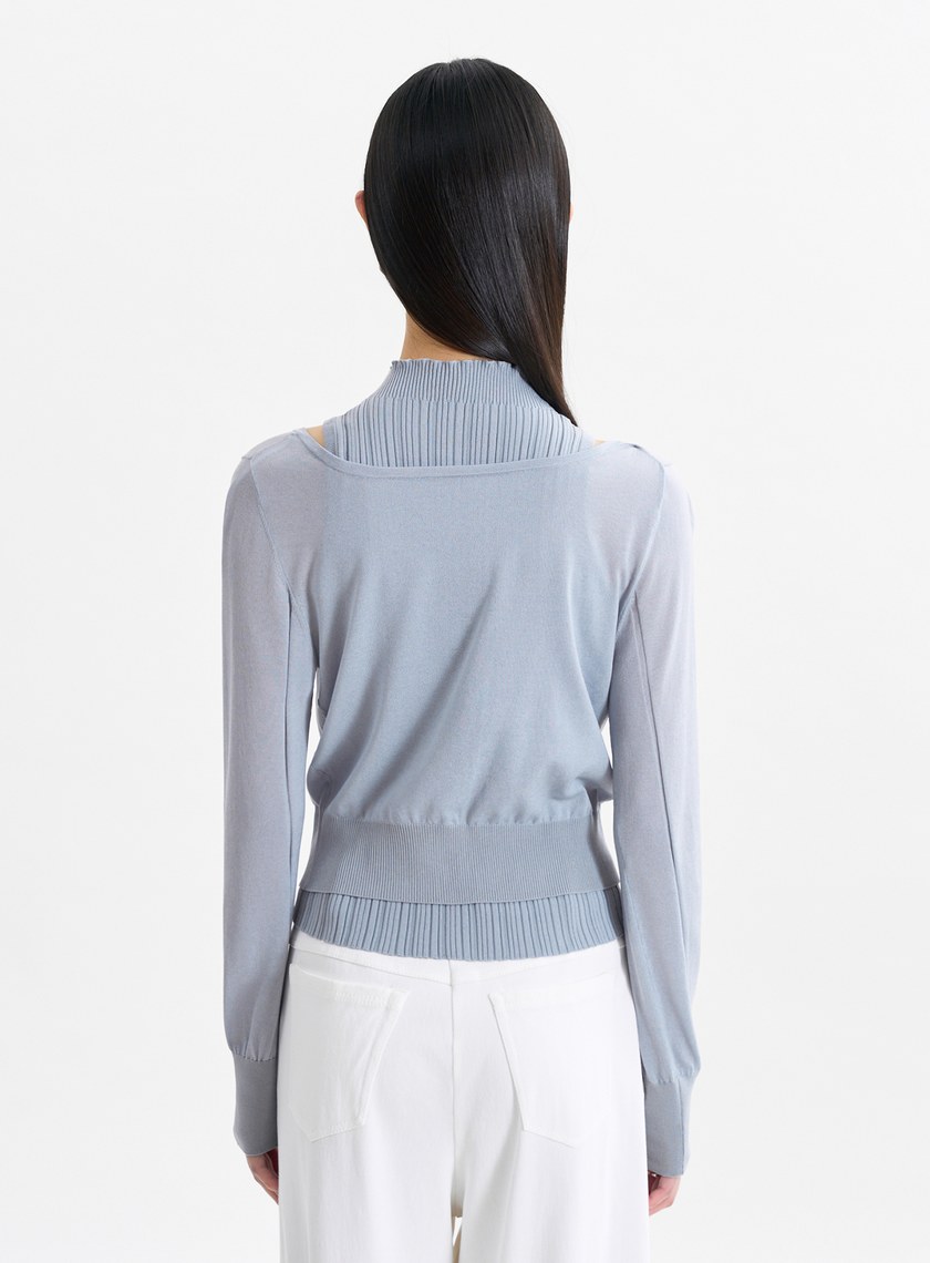 環保空氣感大開領針織罩衫