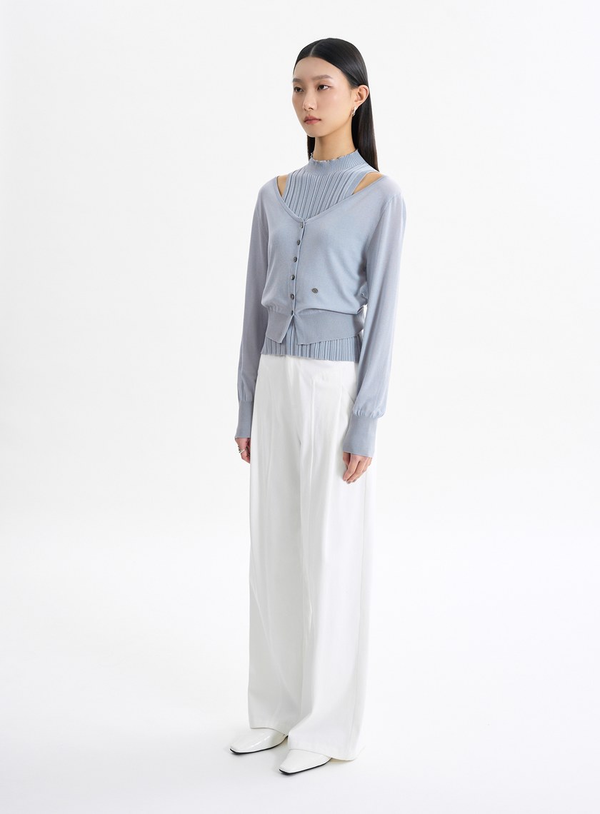 環保空氣感大開領針織罩衫