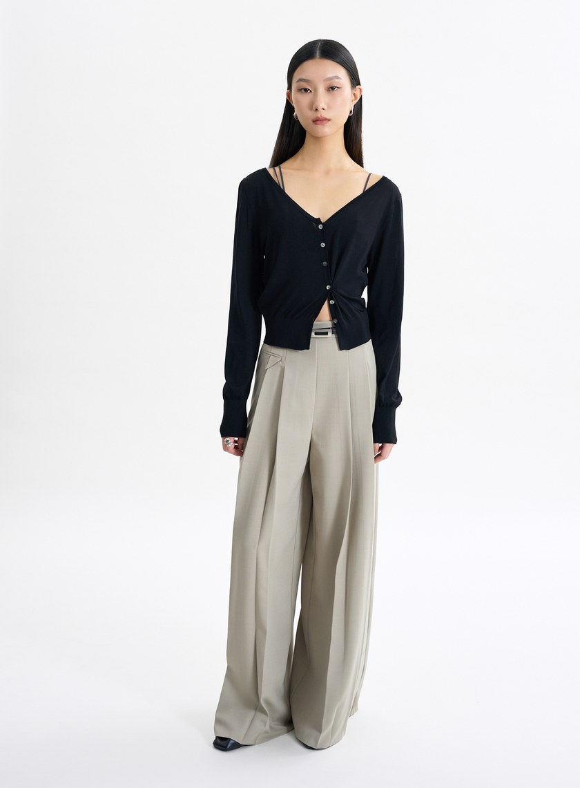 環保空氣感大開領針織罩衫