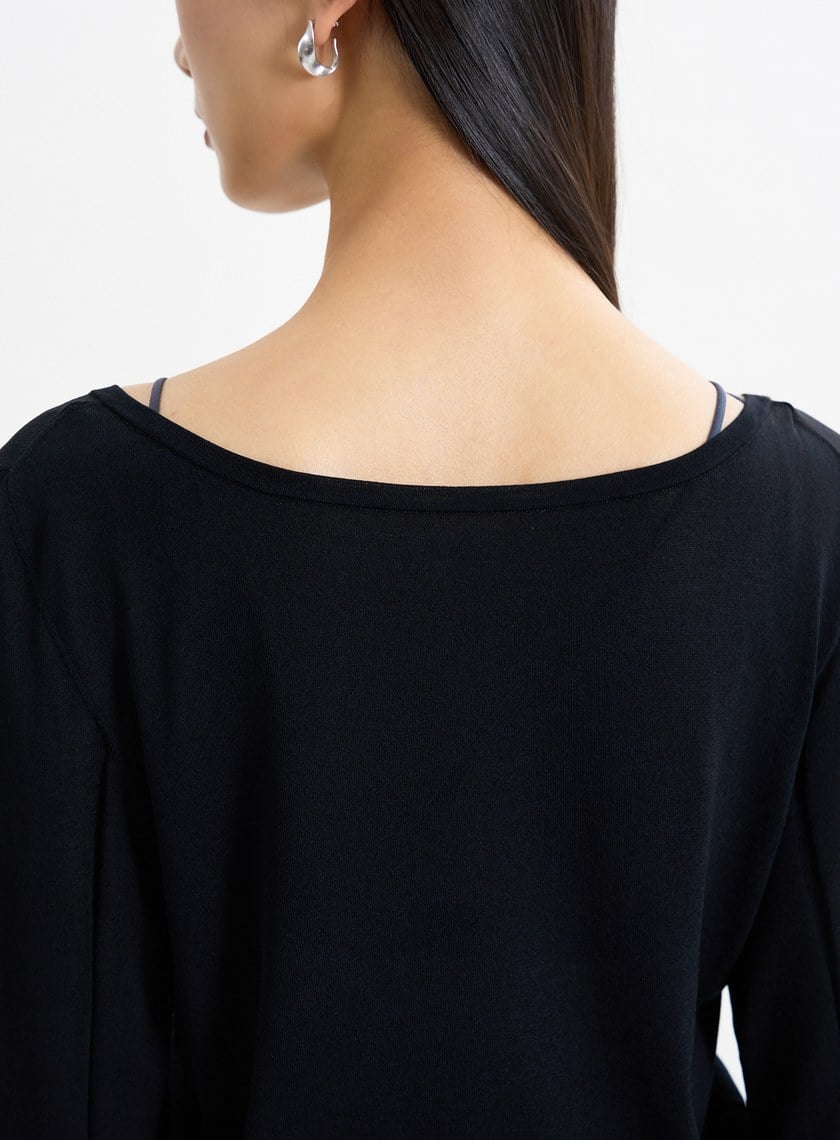 環保空氣感大開領針織罩衫