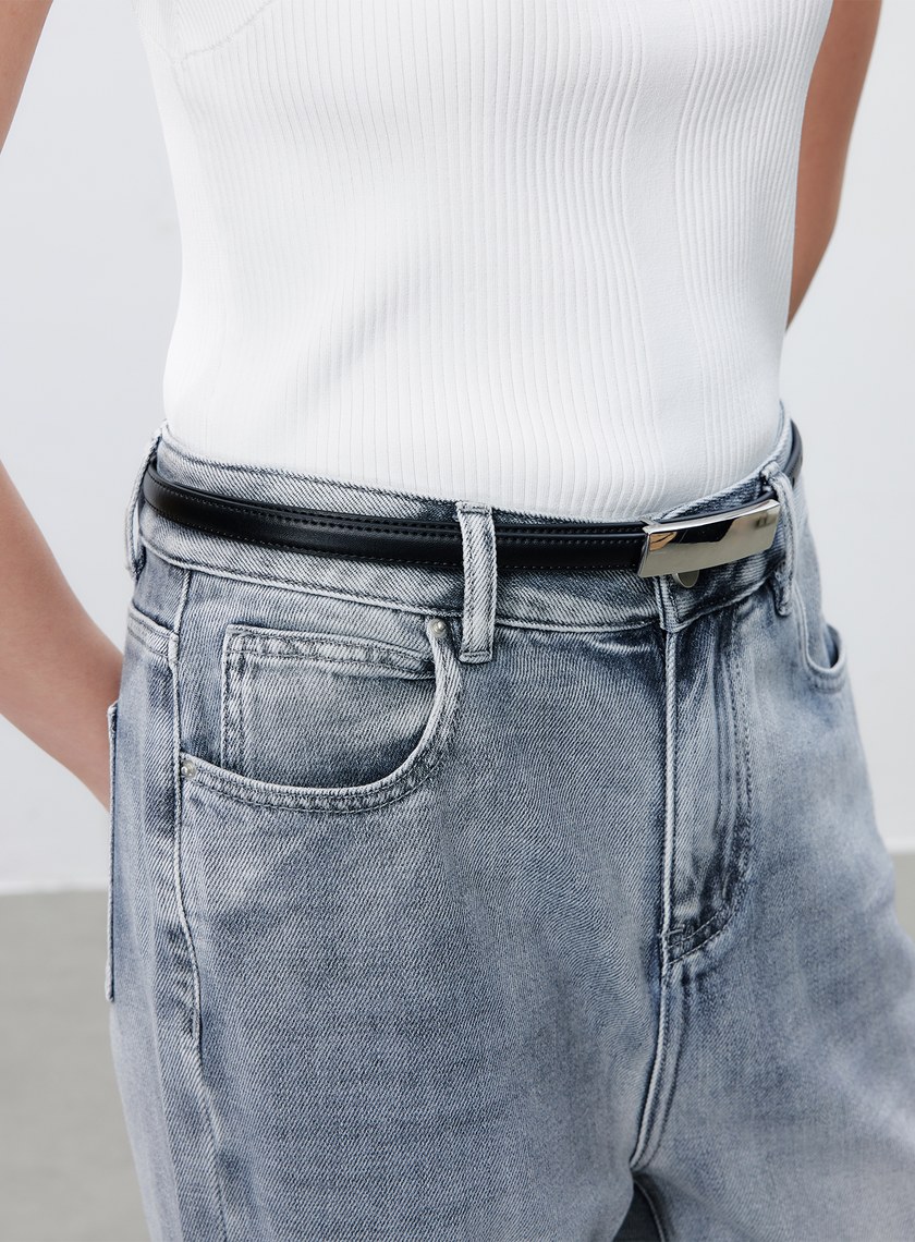 簡約方形金屬頭皮帶