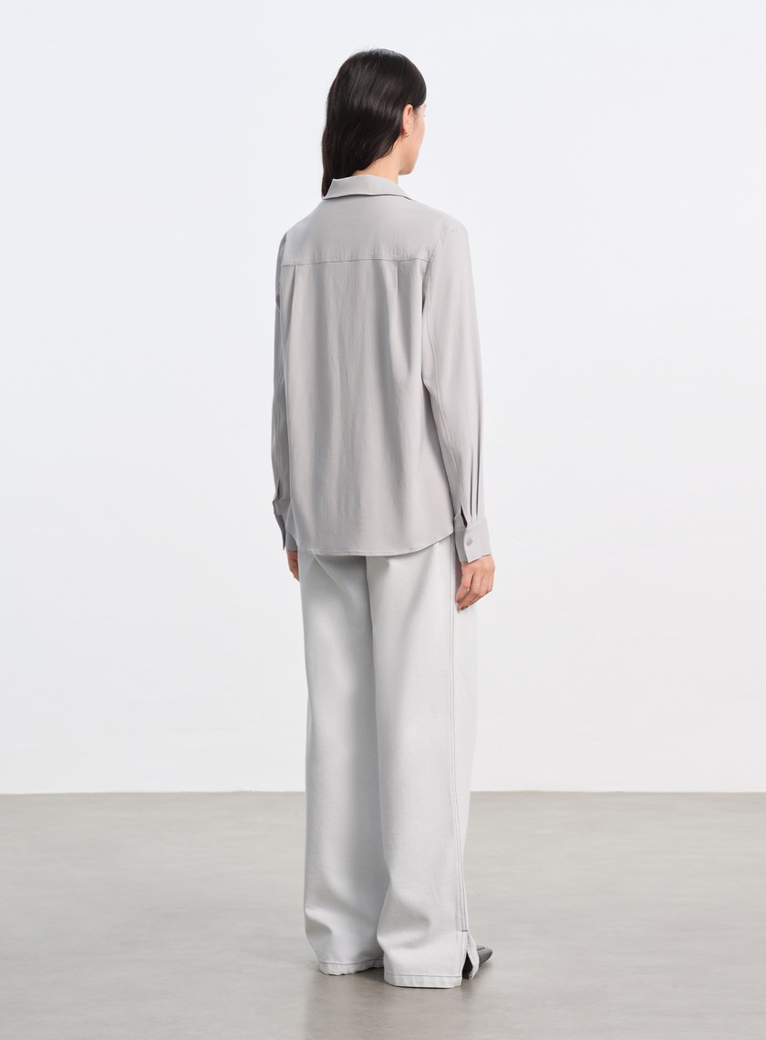 天絲不對稱剪接襯衫