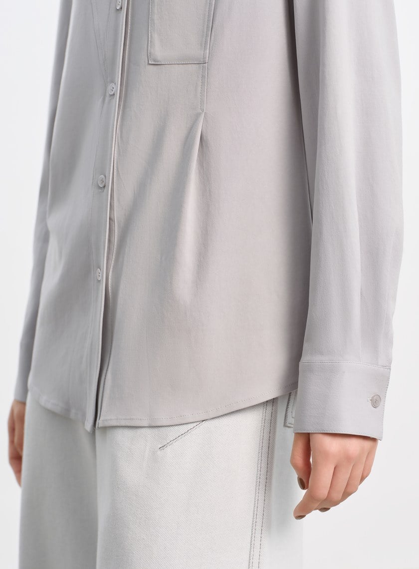 天絲不對稱剪接襯衫