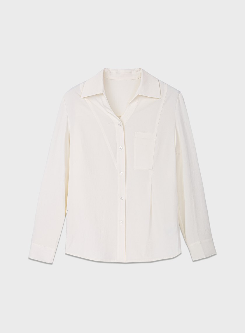 天絲不對稱剪接襯衫