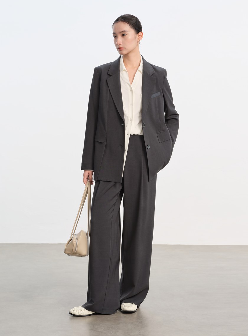 天絲不對稱剪接襯衫