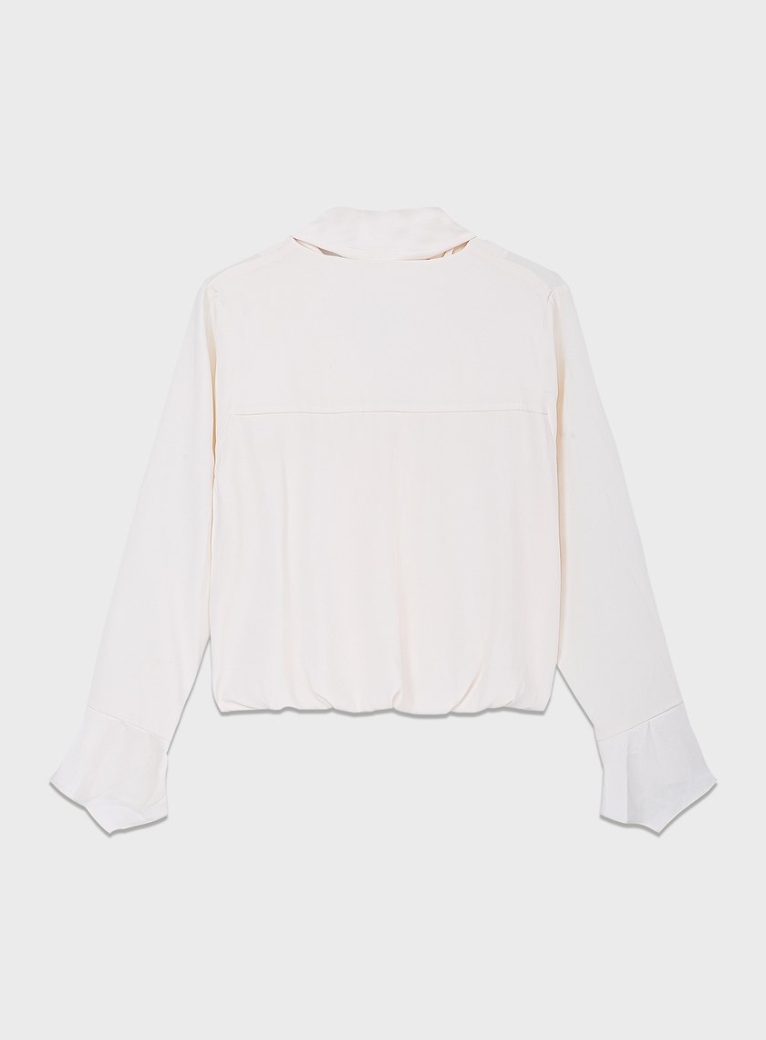 優雅V領飄帶襯衫