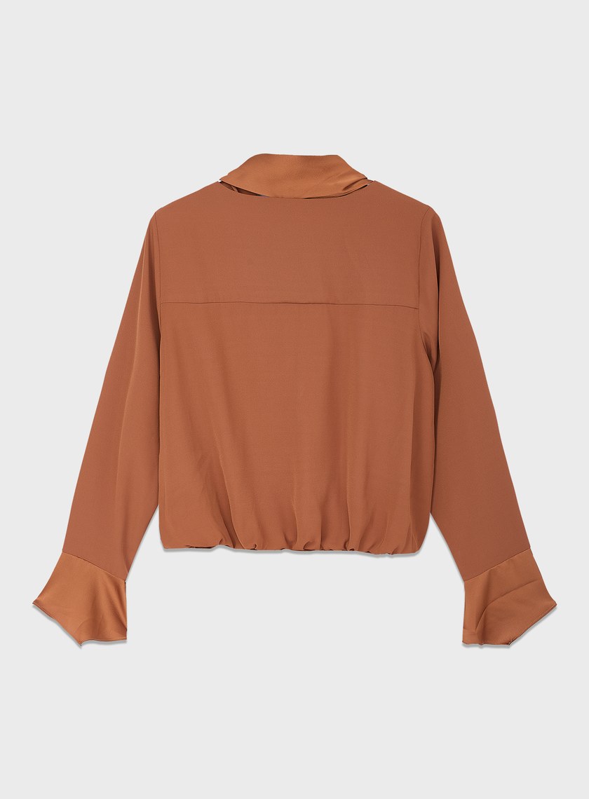 優雅V領飄帶襯衫