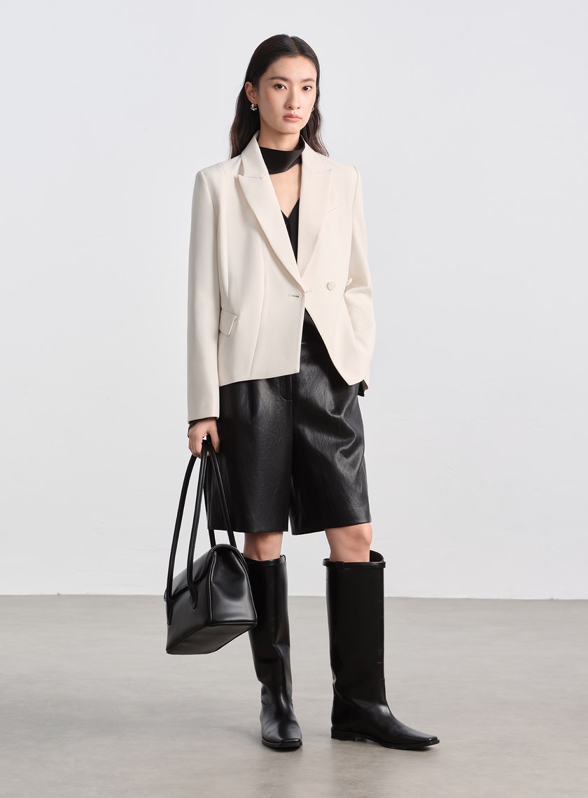 優雅V領飄帶襯衫