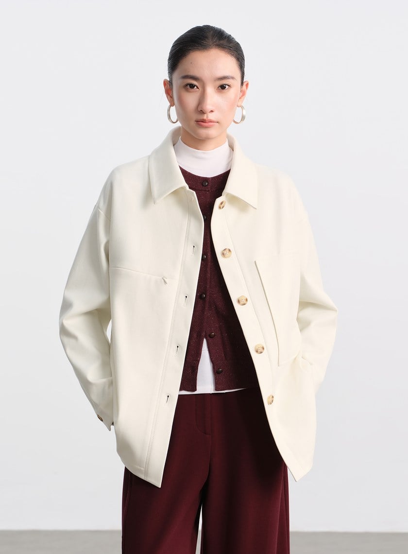 經典人字紋寬鬆休閒感襯衫