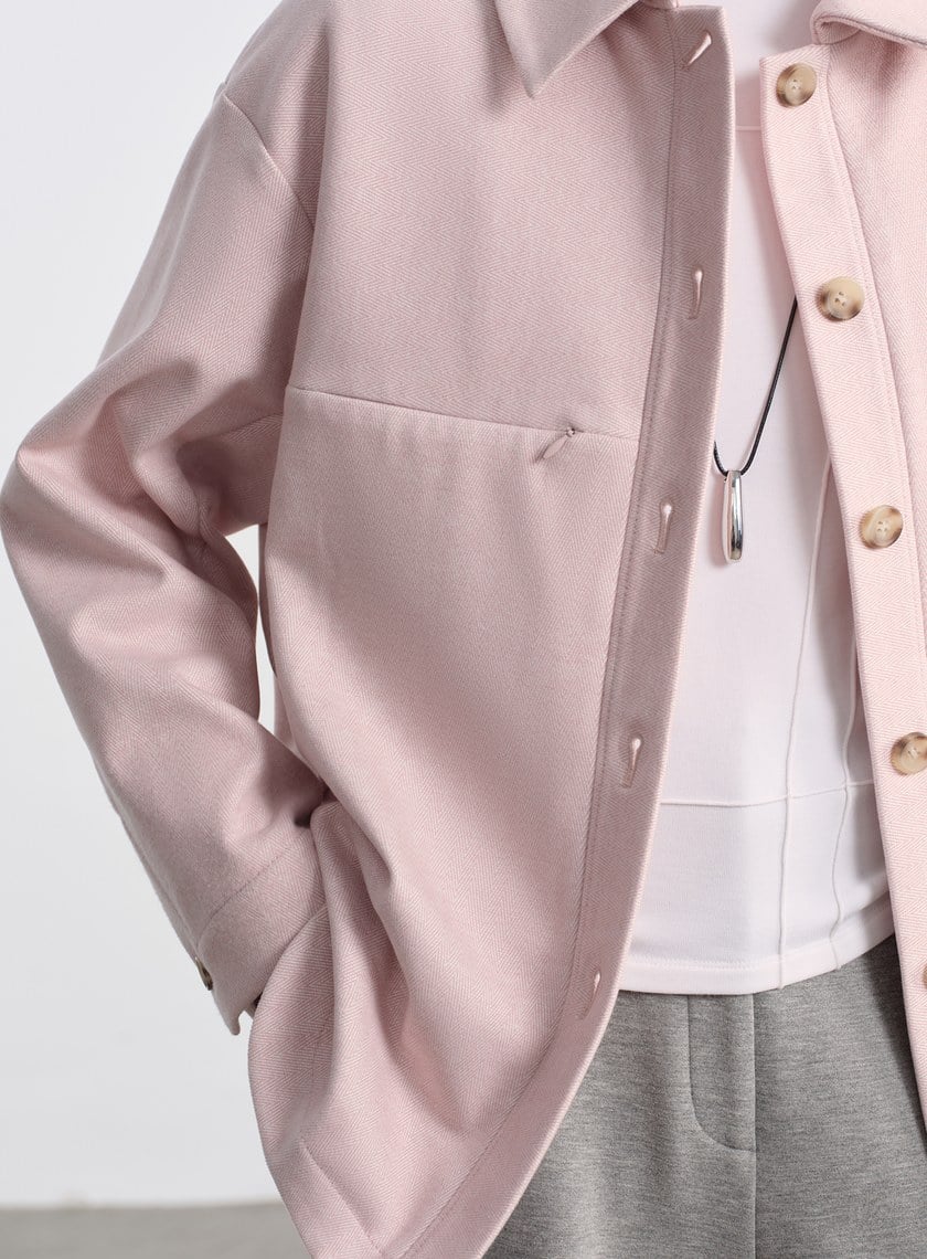 經典人字紋寬鬆休閒感襯衫