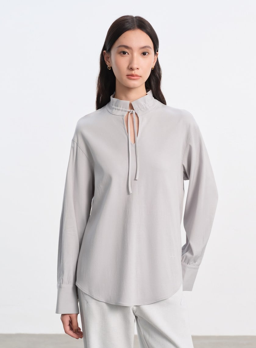 天絲荷葉領襯衫