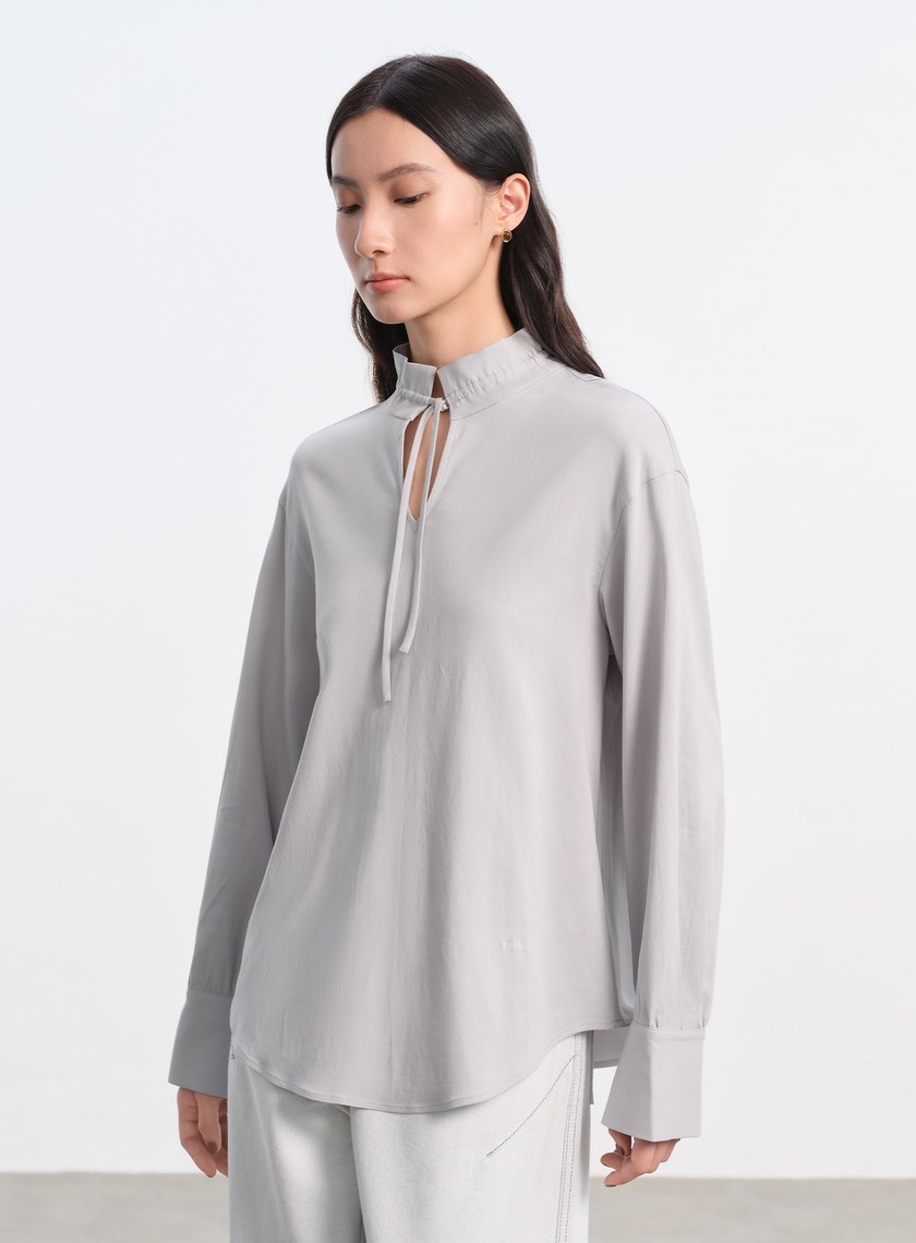 天絲荷葉領襯衫