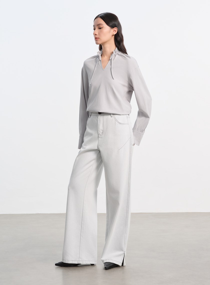 天絲荷葉領襯衫