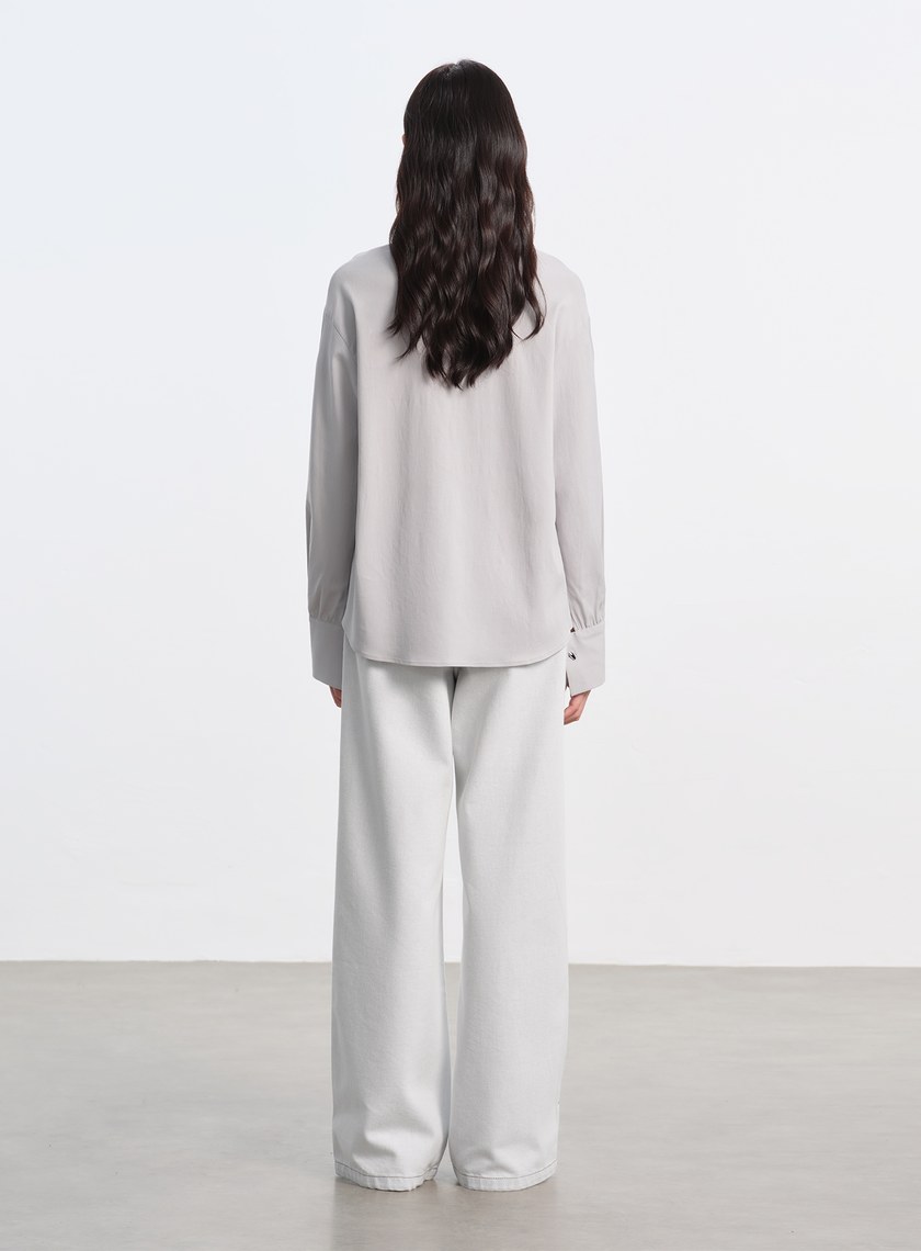 天絲荷葉領襯衫