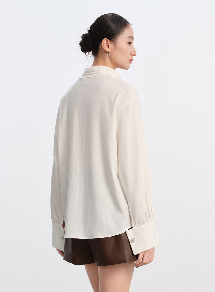 天絲荷葉領襯衫