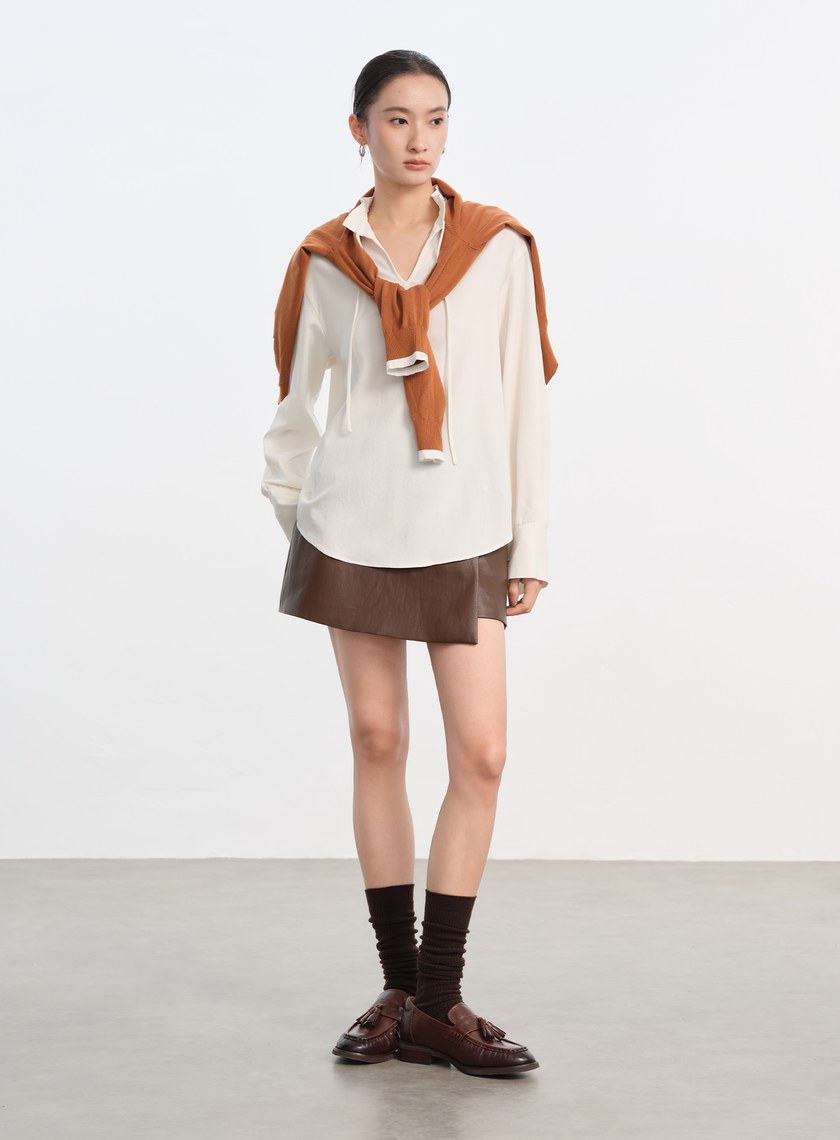 天絲荷葉領襯衫