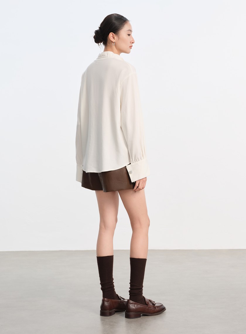 天絲荷葉領襯衫