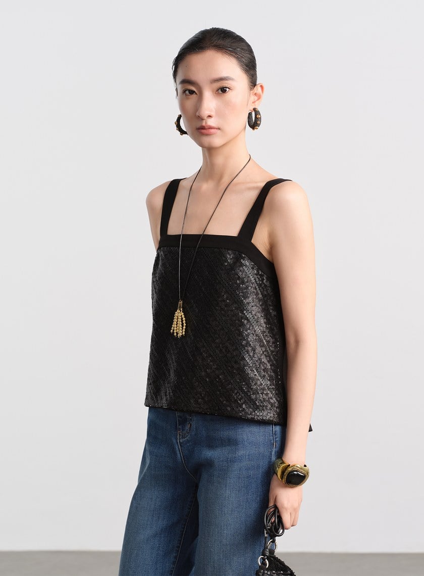 微光立體亮片背心