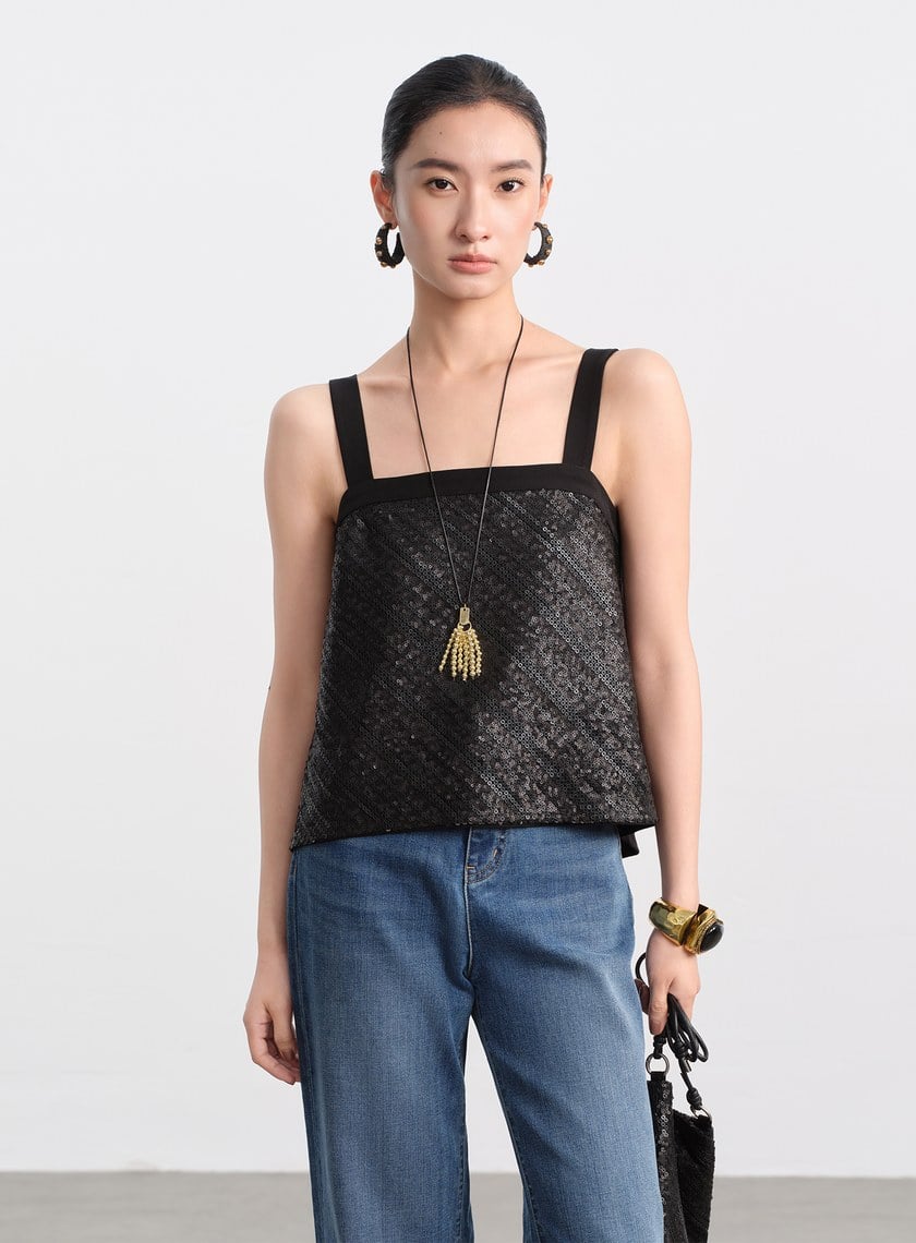 微光立體亮片背心