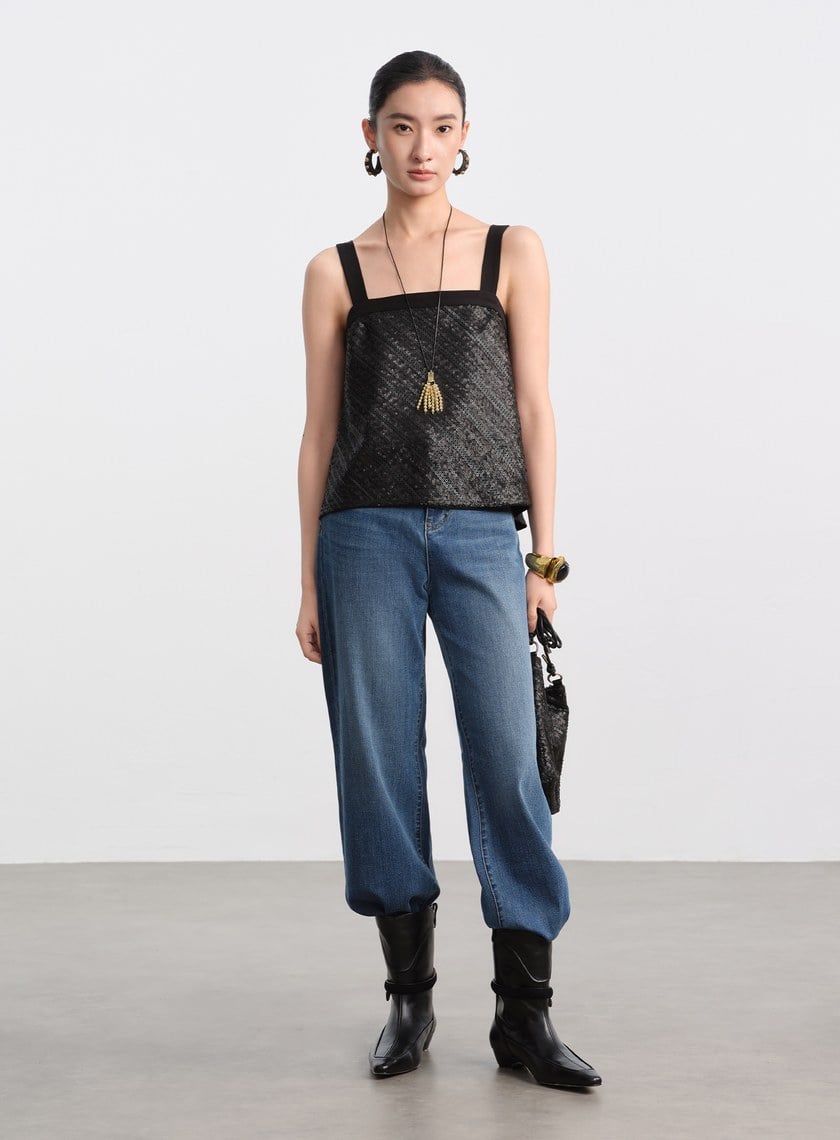 微光立體亮片背心