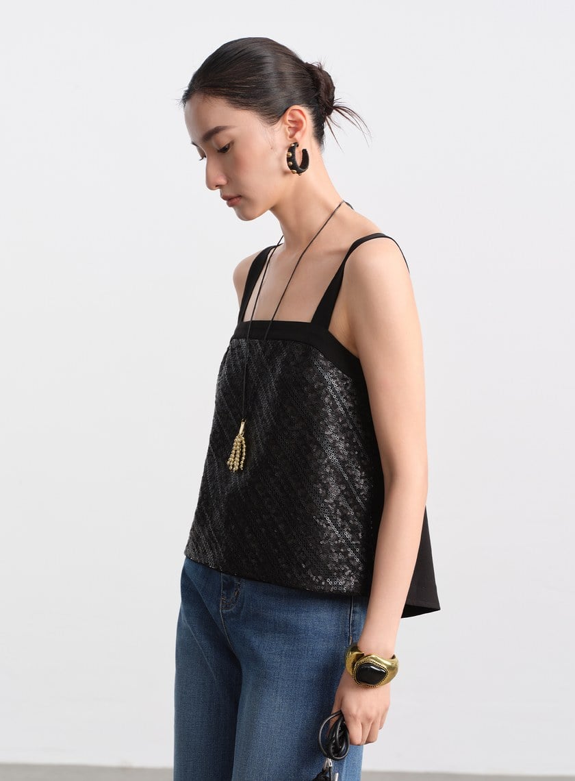 微光立體亮片背心