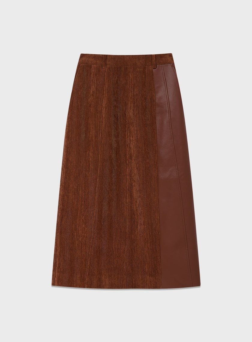 絨面直身開衩半身裙