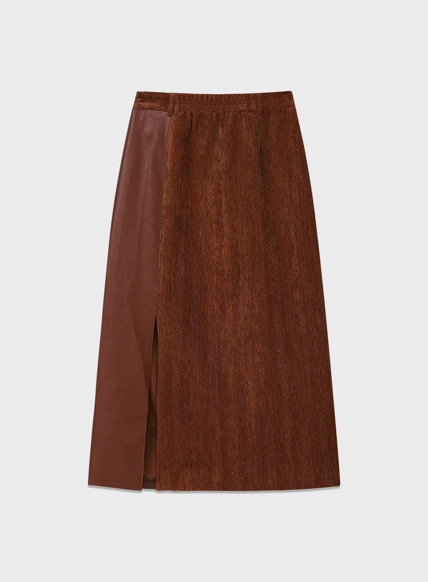 絨面直身開衩半身裙