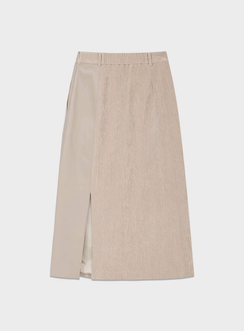 絨面直身開衩半身裙