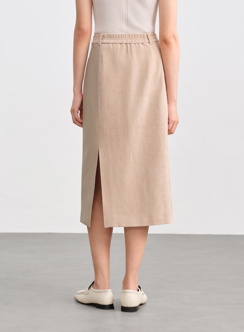 絨面直身開衩半身裙