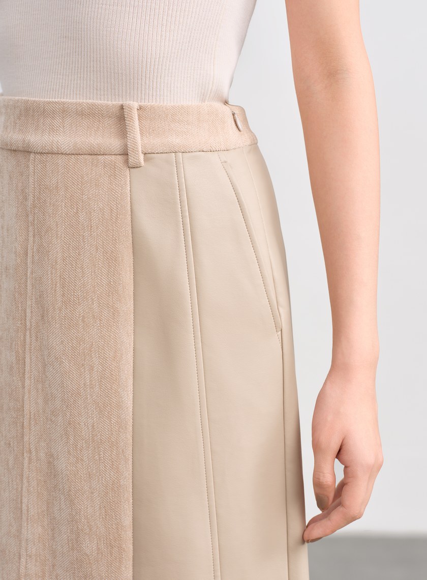 絨面直身開衩半身裙