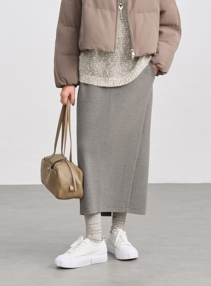 特殊紋理後開衩休閒半裙