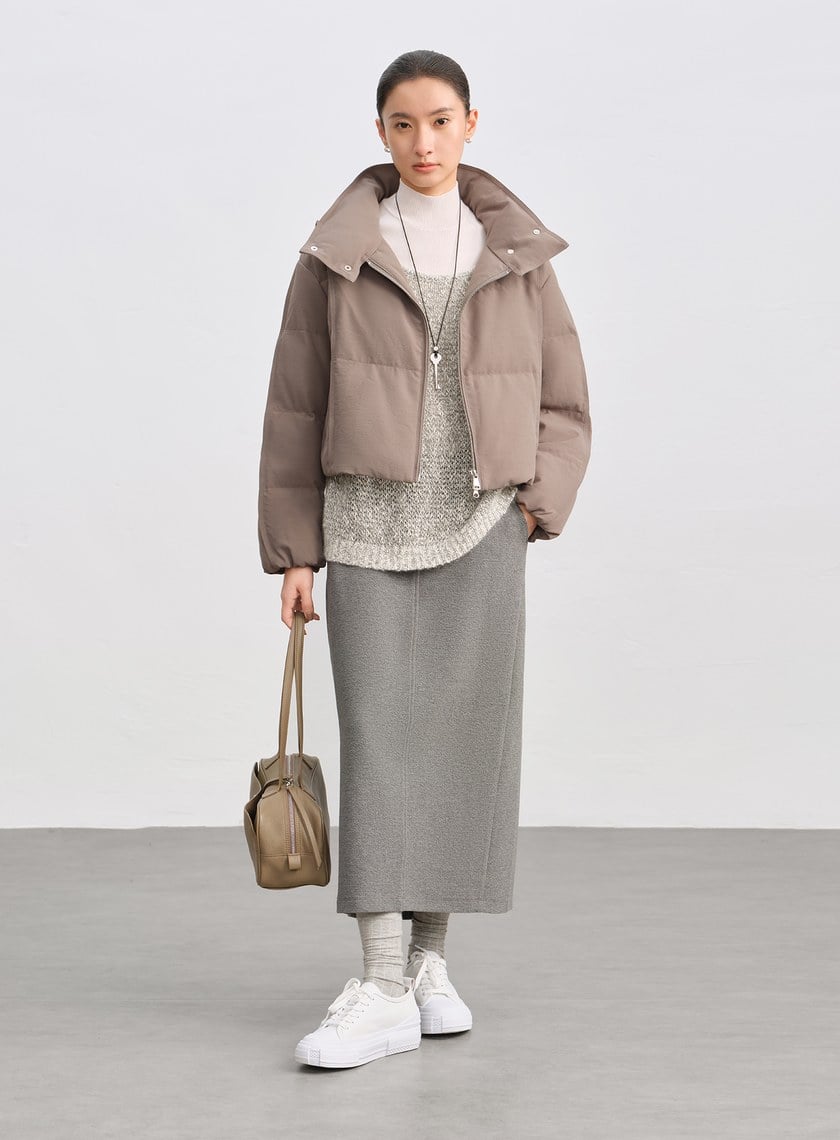 特殊紋理後開衩休閒半裙