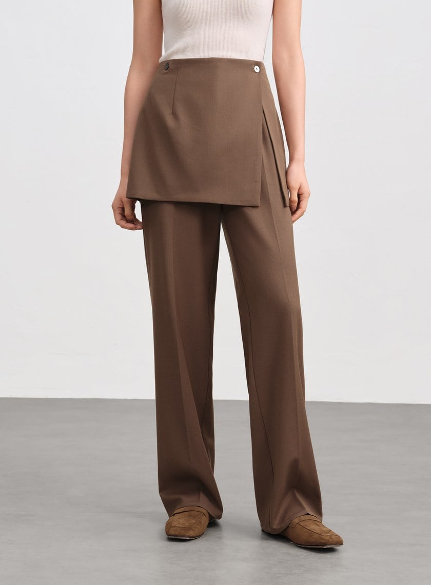 時髦兩件式片裙西裝長褲