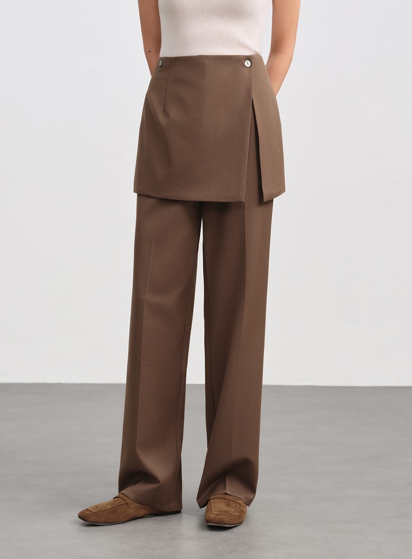 時髦兩件式片裙西裝長褲