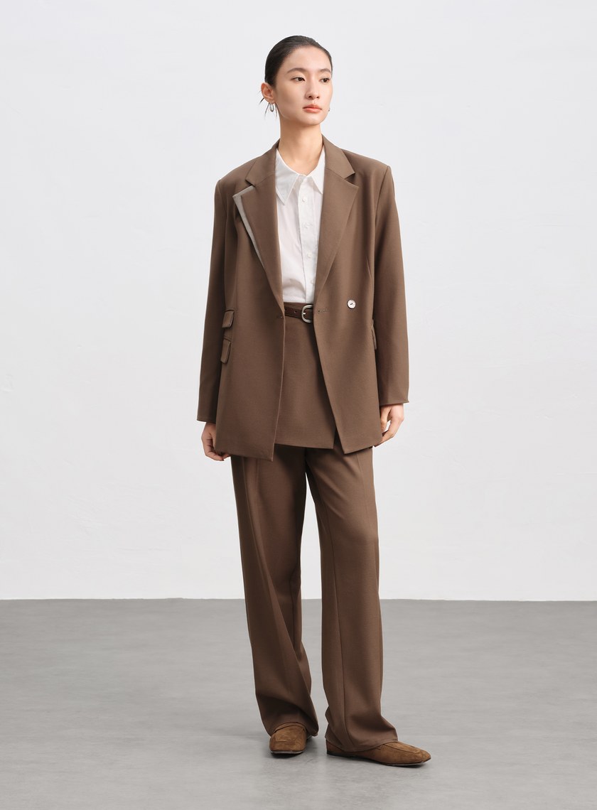 時髦兩件式片裙西裝長褲