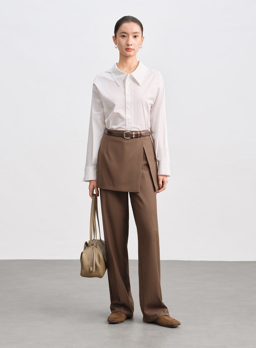 時髦兩件式片裙西裝長褲