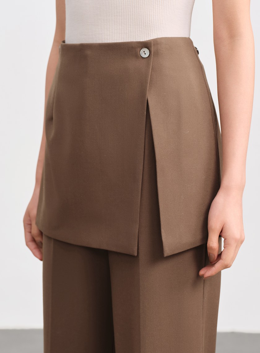 時髦兩件式片裙西裝長褲