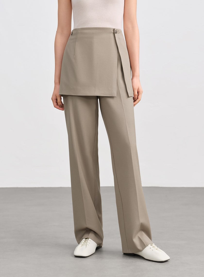 時髦兩件式片裙西裝長褲