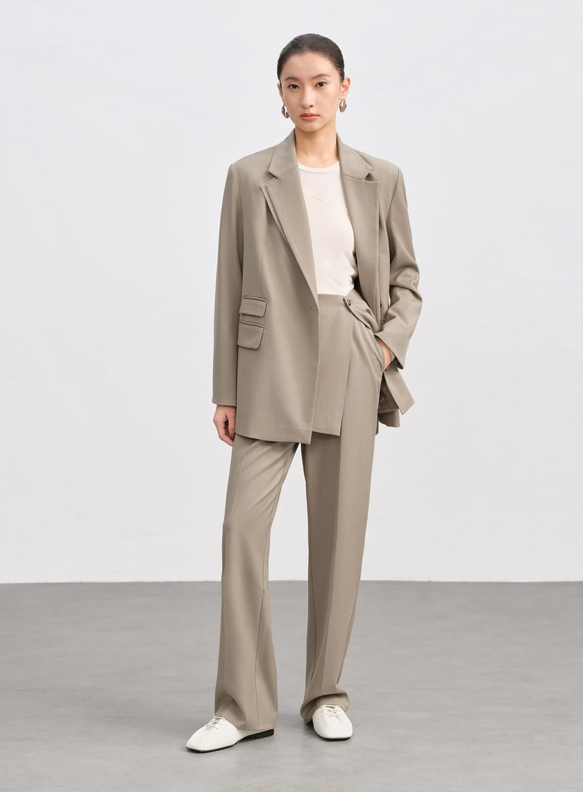 時髦兩件式片裙西裝長褲