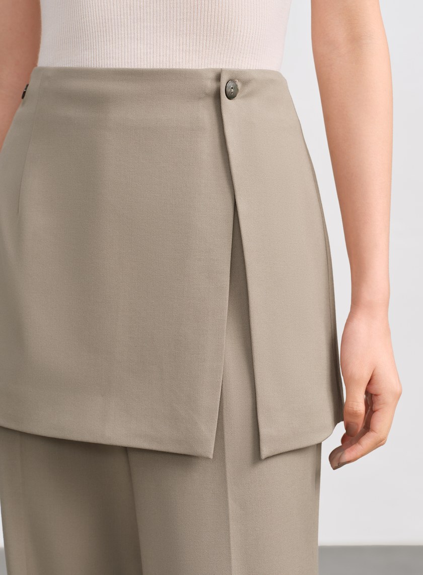 時髦兩件式片裙西裝長褲