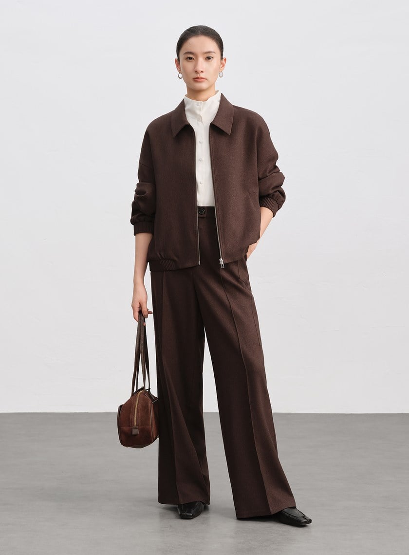 經典剪接造型寬褲